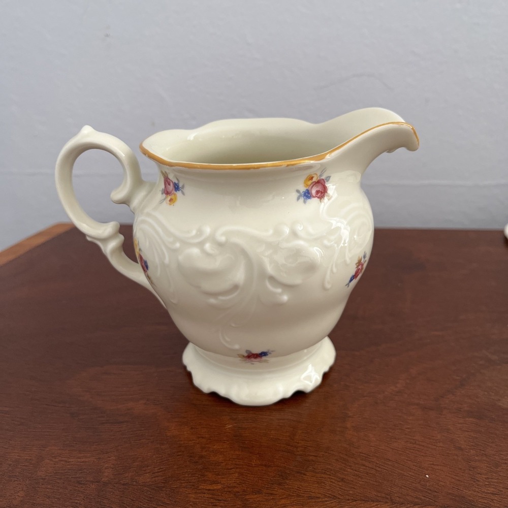 Walbrzych China creamer made in Poland, floral pattern 53. Discontinued, rare!
